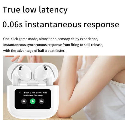 A12 Pro ENC Noise Cancellation Earphone TWS Wireless Earbuds with Touch Control LCD Screen Equalizer Super Bass Premium Sound